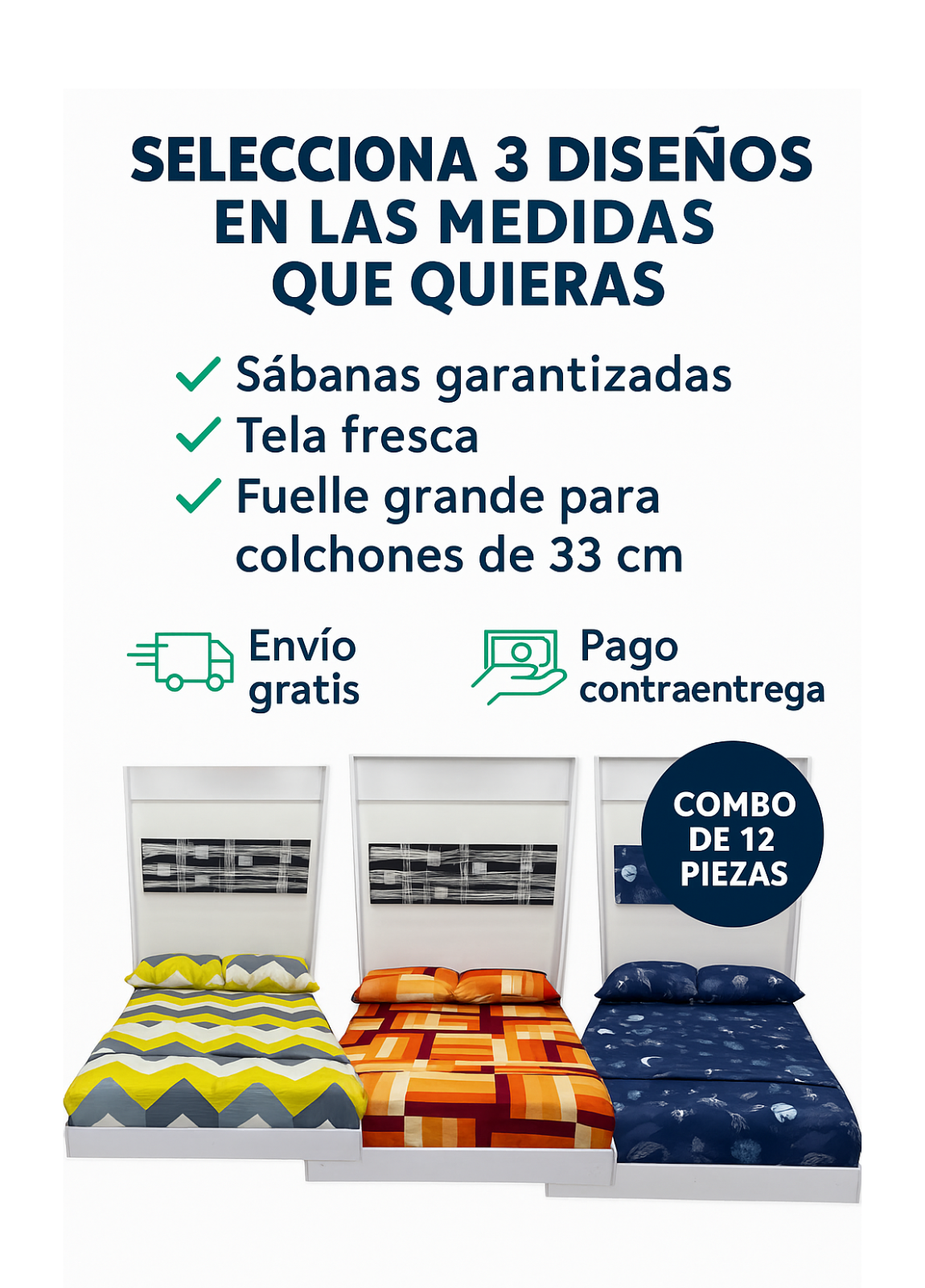 Combo 3 Juegos de Sábanas – 7.500